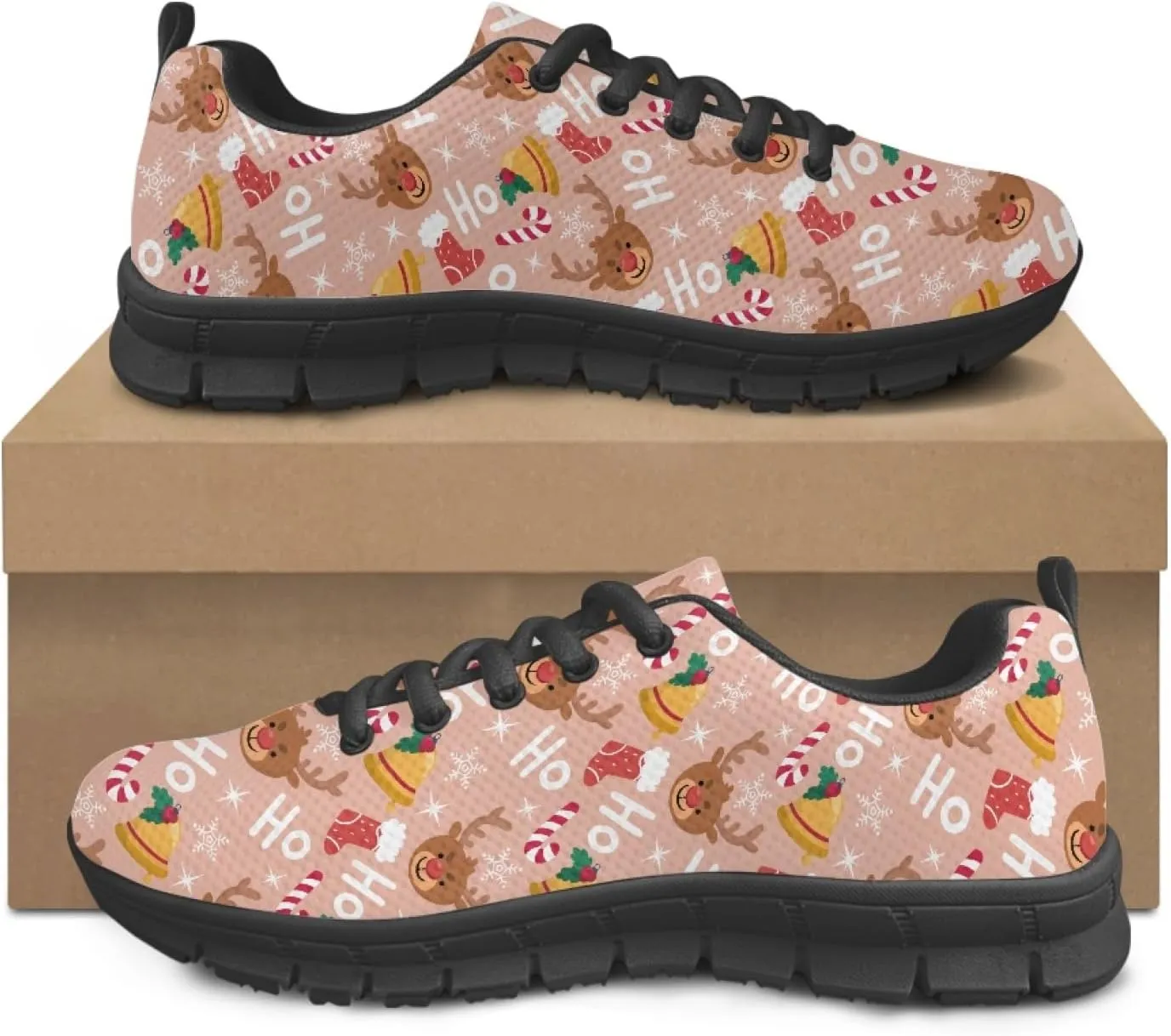 Wanyint Lightweight Sneakers for Running Walking Lace Up Black Sole Shoes