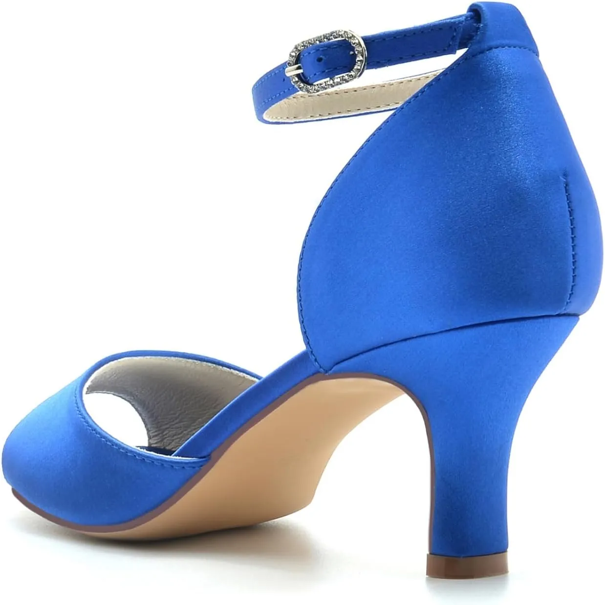 Wedding Bride Shoes Women's Fashion Low Heels Evening Dress Stilettos Shoes Satin Open Toe Heel Sandals 6.5Cm