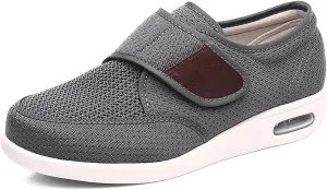Wide Shoes with Adjustable Strap, Diabetic Shoes for Swollen Feet Easy Put On/Off Shoes for Seniors