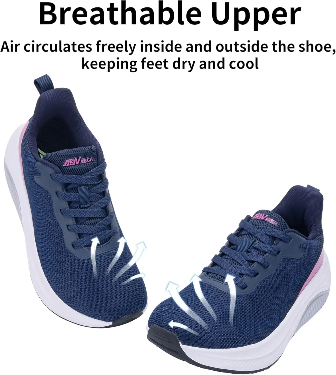 Wide Toe Box Shoes Women Arch Support Walking Shoes for Plantar FasciitisWide Width Orthotic Tennis Sneakers