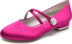 Women Round Toe Wedding Flats Shoes Closed Bridal Shoes Low Heel Ballet Flat Crisscross Strap Sandles