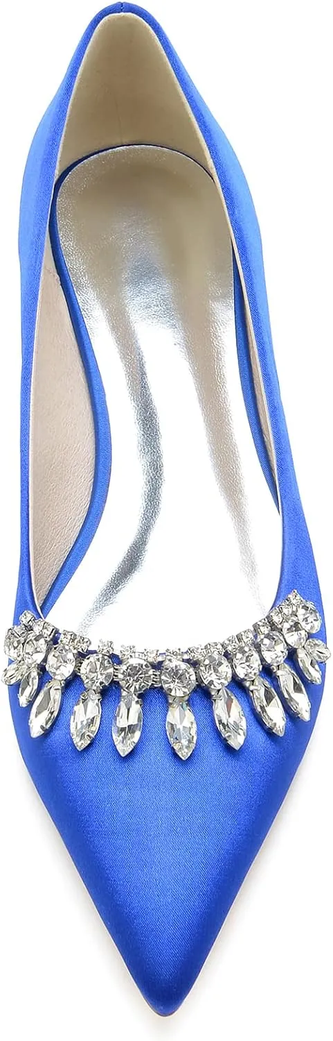 Women Slip-on Rhinestones Evening Dressy Pumps Wedding Prom Shoes Pointed Toe Wedding Flats