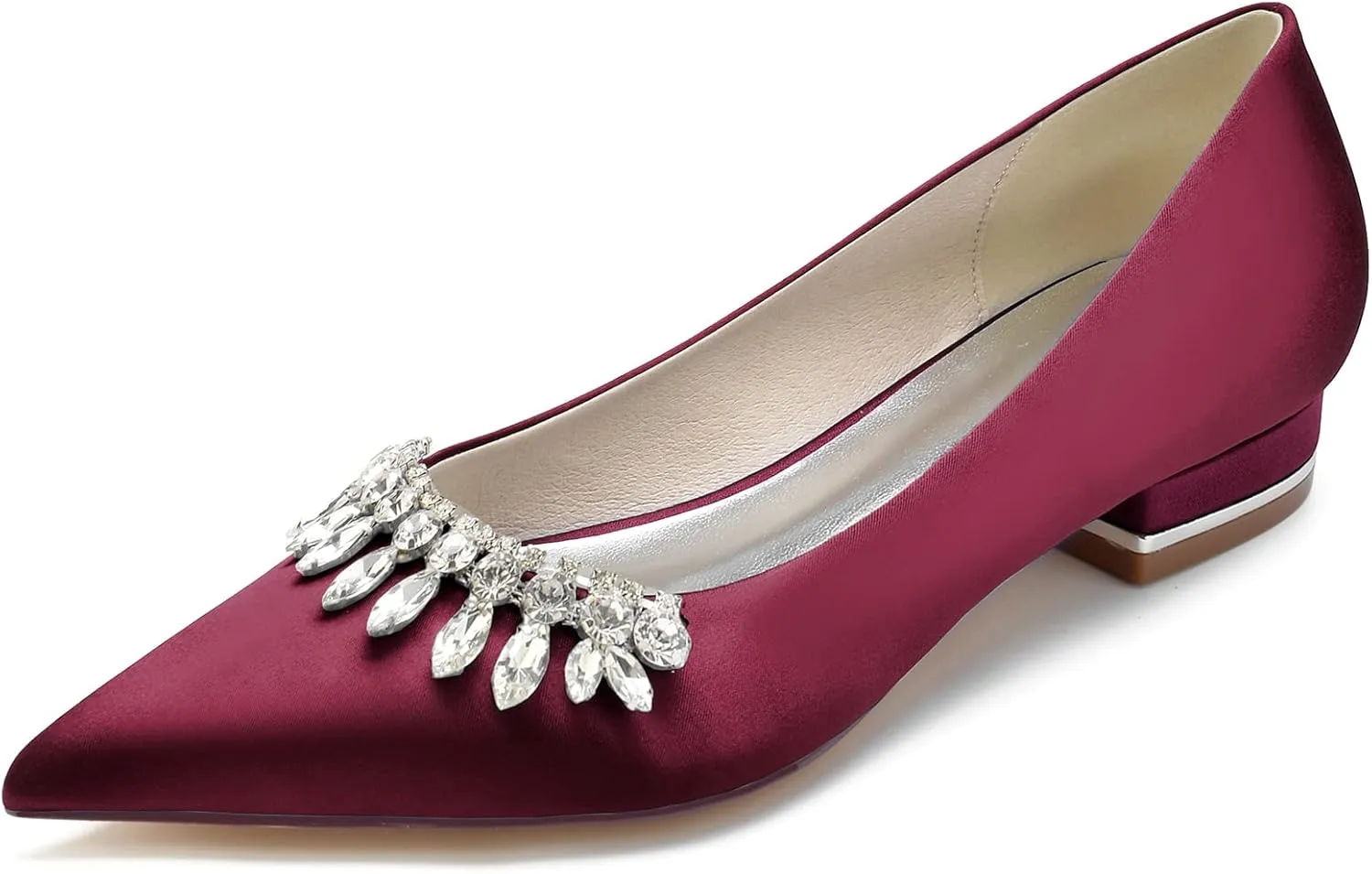 Women Slip-on Rhinestones Evening Dressy Pumps Wedding Prom Shoes Pointed Toe Wedding Flats