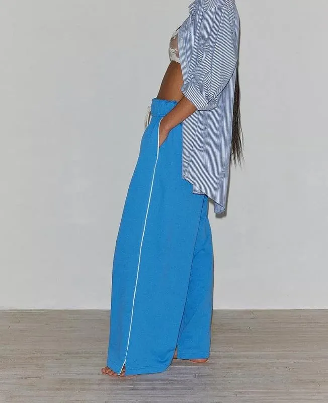 Women Y2k Jogger Pants Elastic High Waist Drawstring Loose Sweatpants Wide Leg Casual Workout Trousers Streetwear