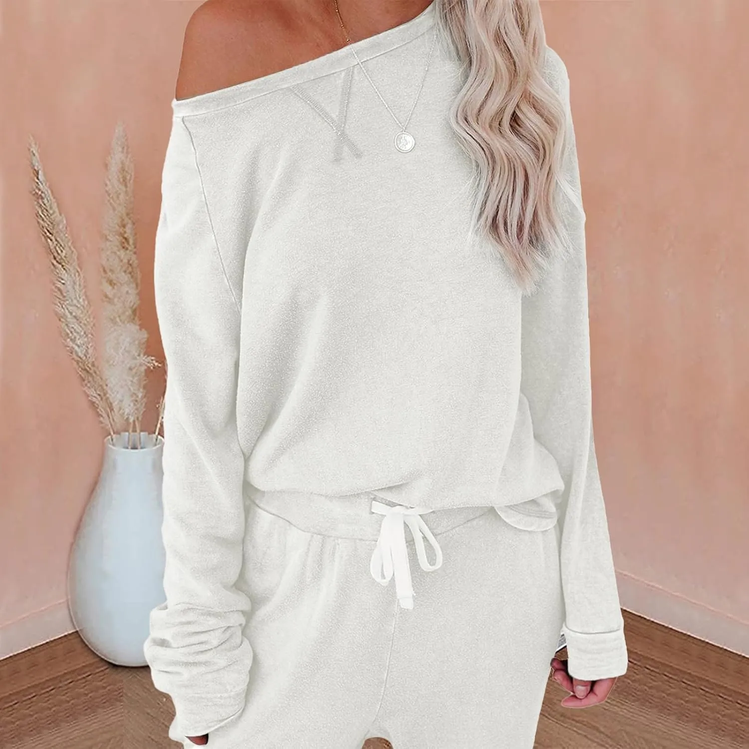 Women's 2 Piece Outfits Lounge Sets Long Sleeve Tops and Jogger Sweatpants Sweats Track Suits Loungewear Pajama Sets