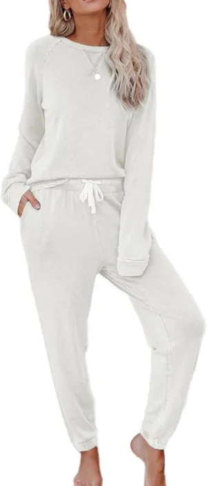 Women's 2 Piece Outfits Lounge Sets Long Sleeve Tops and Jogger Sweatpants Sweats Track Suits Loungewear Pajama Sets