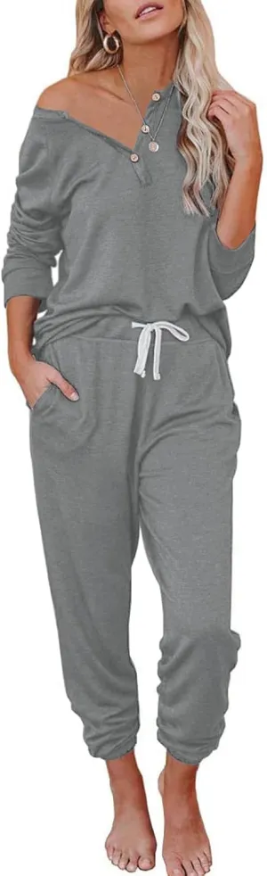 Women's 2 Piece Outfits Lounge Sets Long Sleeve Tops and Jogger Sweatpants Track Sweats Suits Loungewear Pajama Sets