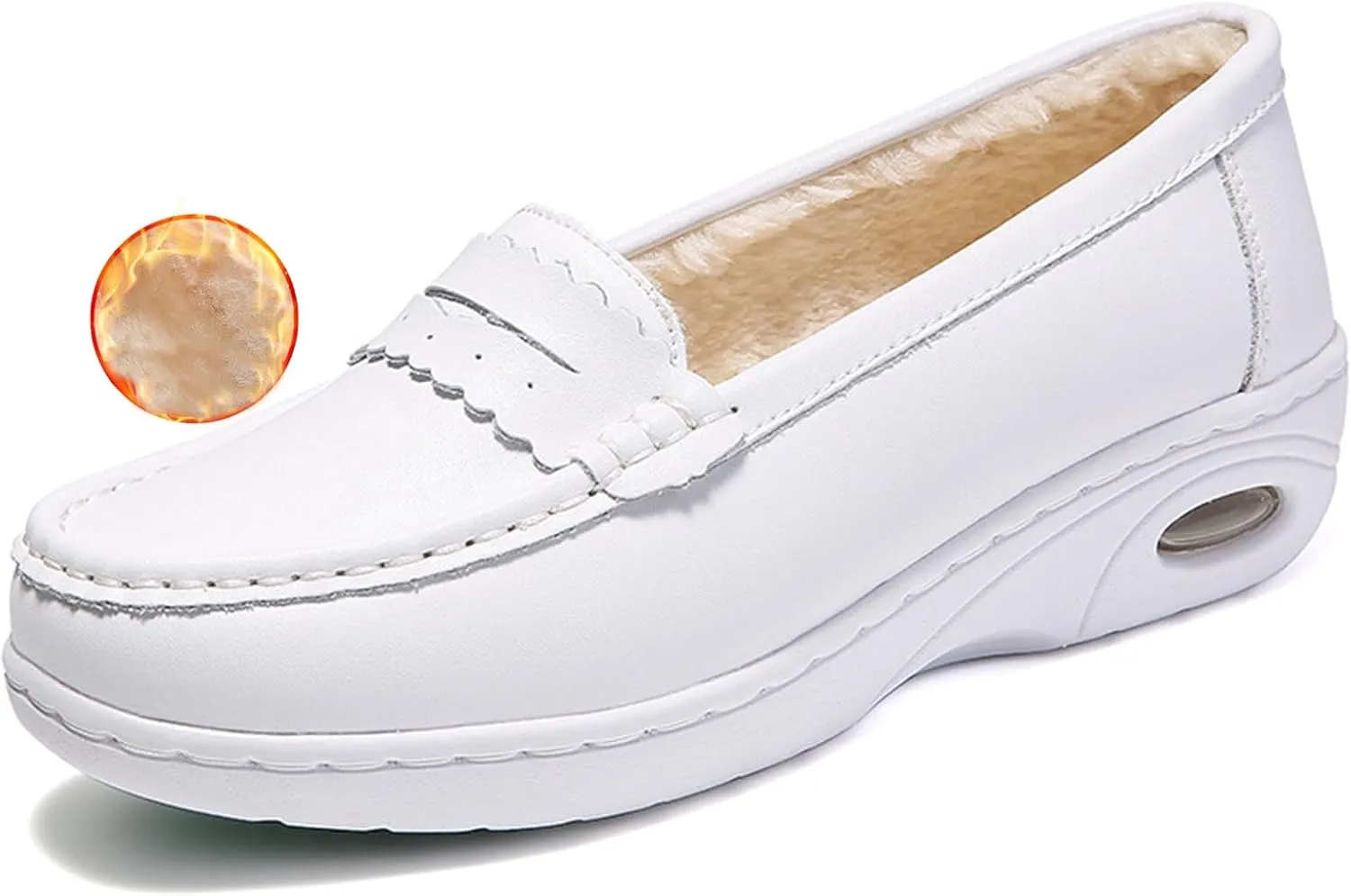 Women's Air-Cushion Orthopedic Slip-On Nurse Shoes Fashion Round-Toe Wedge Heel Thick-Soled Comfortable Arch Support Walking Loafers