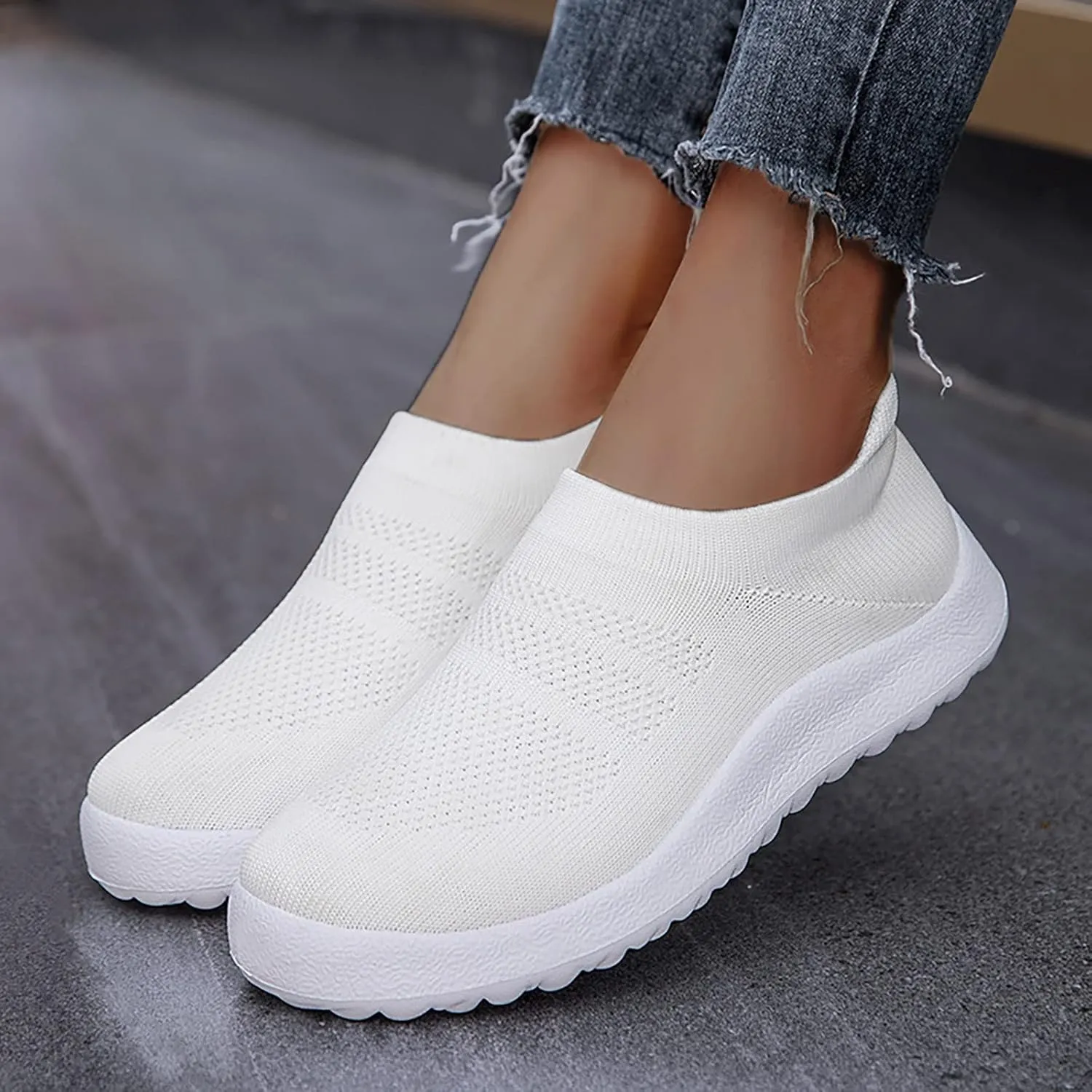Women's Athletic Walking Shoes Slip On Casual Mesh Slip On Shoes Women Arch Support Ladies Shoes Casual Walking Sneakers Platform Tennis Shoe Loafers Shoe