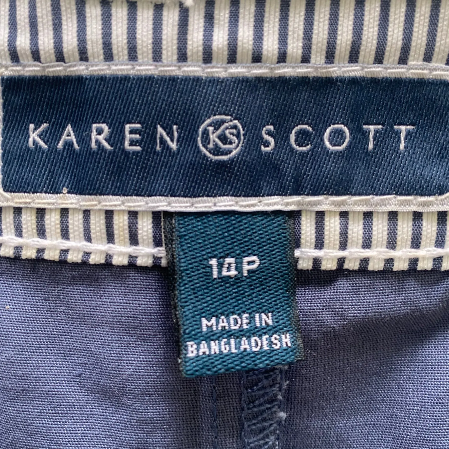 Women’s Blue-Striped Skort – Size 14P [Karen Scott]