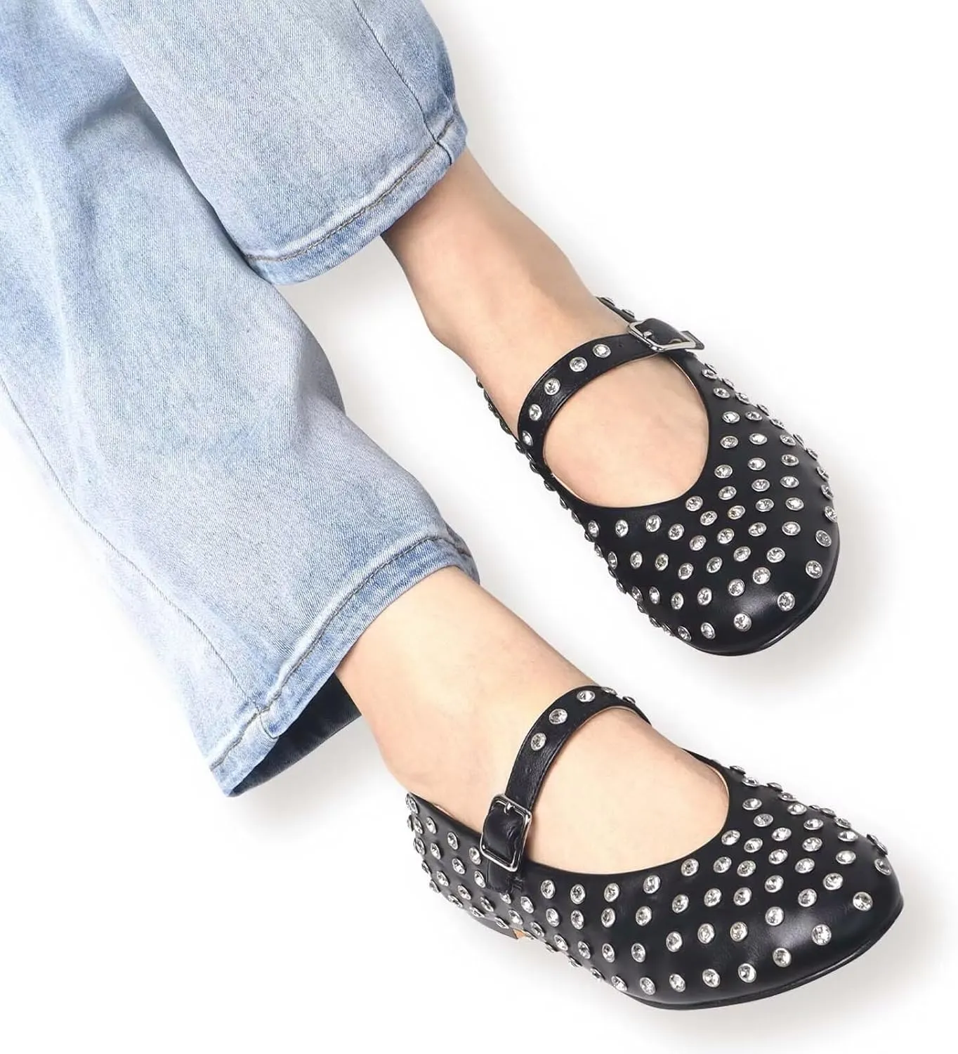 Women's Chunky Block Heels Platform Shoes Closed Toe Thick Heel Pumps of Ankle Strip with Rhinestone for Women Silk Satin Sandals