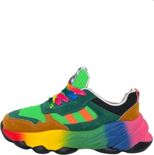 Women's Colorblocking Thick Sole Sneakers,Lace-up Low Top Round Toe Non-Slip Soft Air Cushion Sneakers,Outdoor Casual Shoes