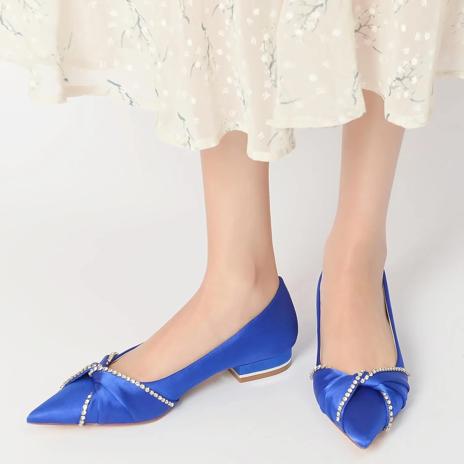 Women's Evening Prom Party Bridal Dress Shoes Bride Rhinestones Ballet Flats Pointed Toe Wedding Shoes