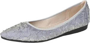Women's Flats, Foldable Ballet Flats for Women, Fashion Silk Pionted Toe Comfort Lightweight Slip-On Dress Shoes
