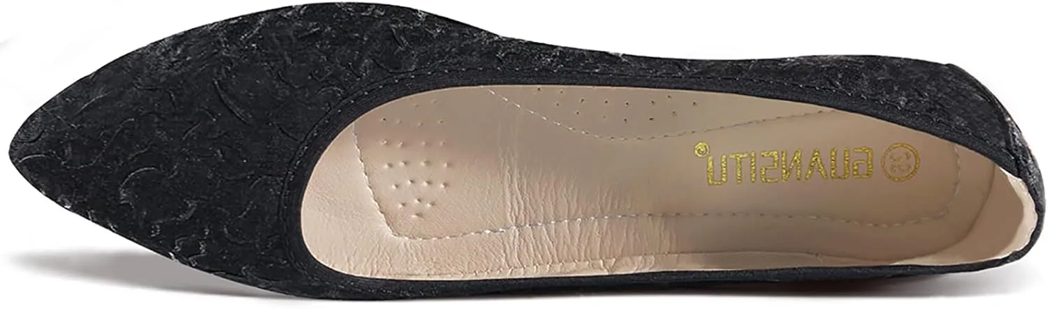 Women's Flats, Foldable Ballet Flats for Women, Fashion Silk Pionted Toe Comfort Lightweight Slip-On Dress Shoes