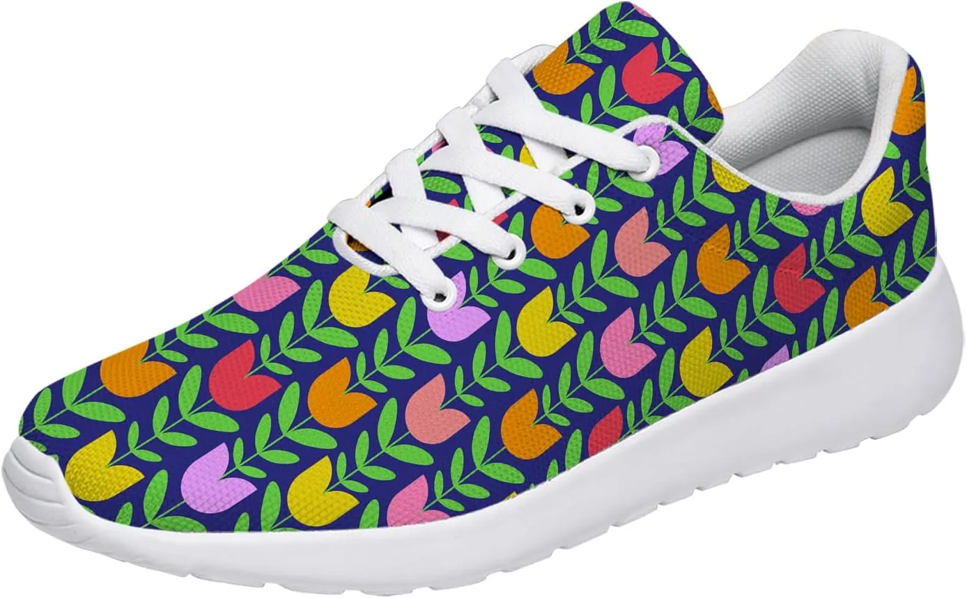 Women's Floral Print Sneakers Tulips Gifts for Women Tennis Shoes