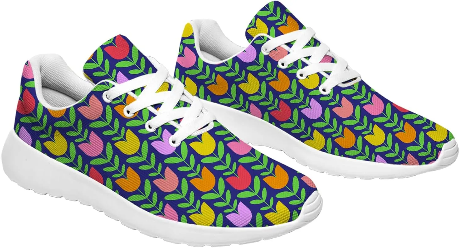 Women's Floral Print Sneakers Tulips Gifts for Women Tennis Shoes