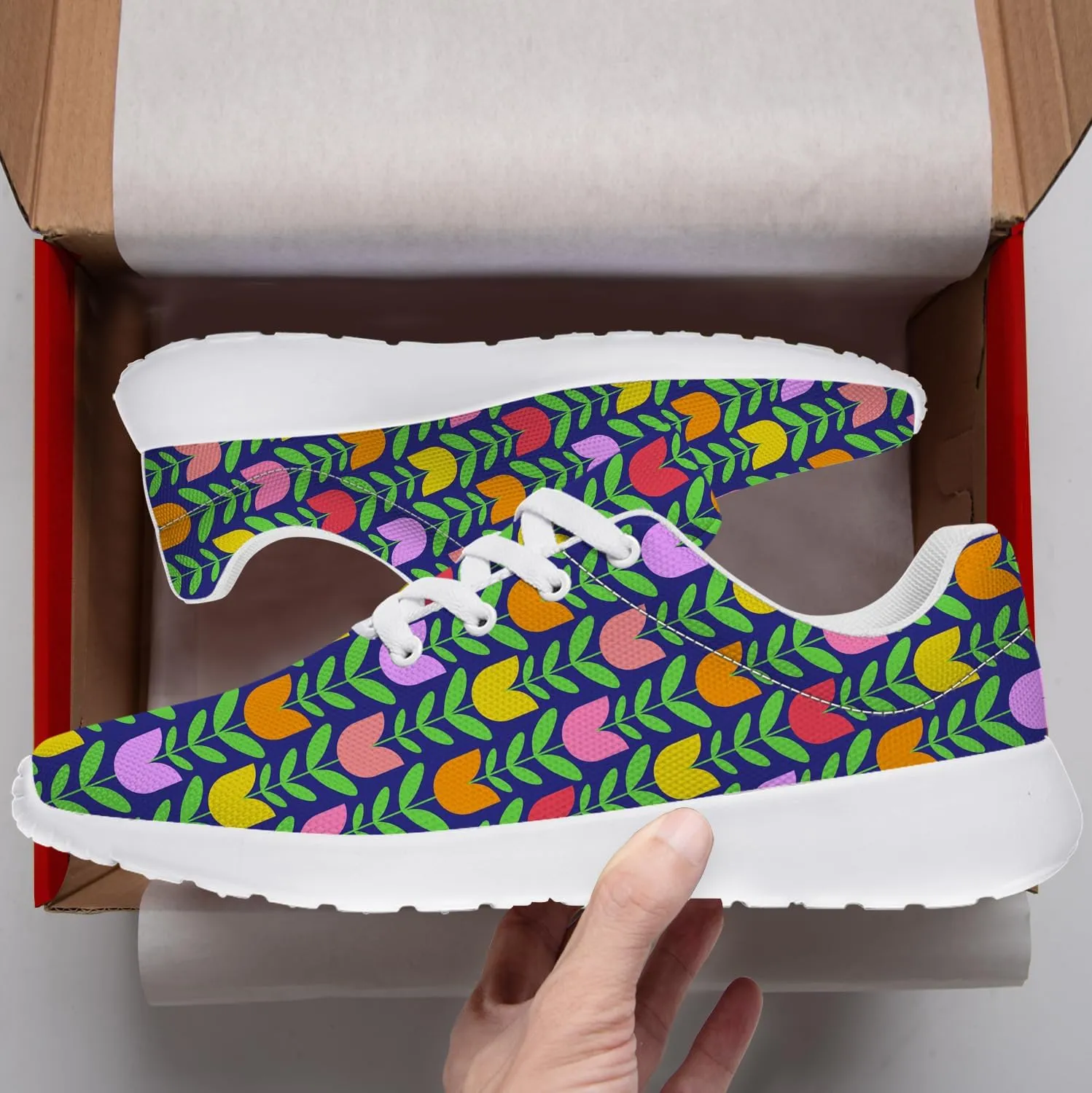 Women's Floral Print Sneakers Tulips Gifts for Women Tennis Shoes