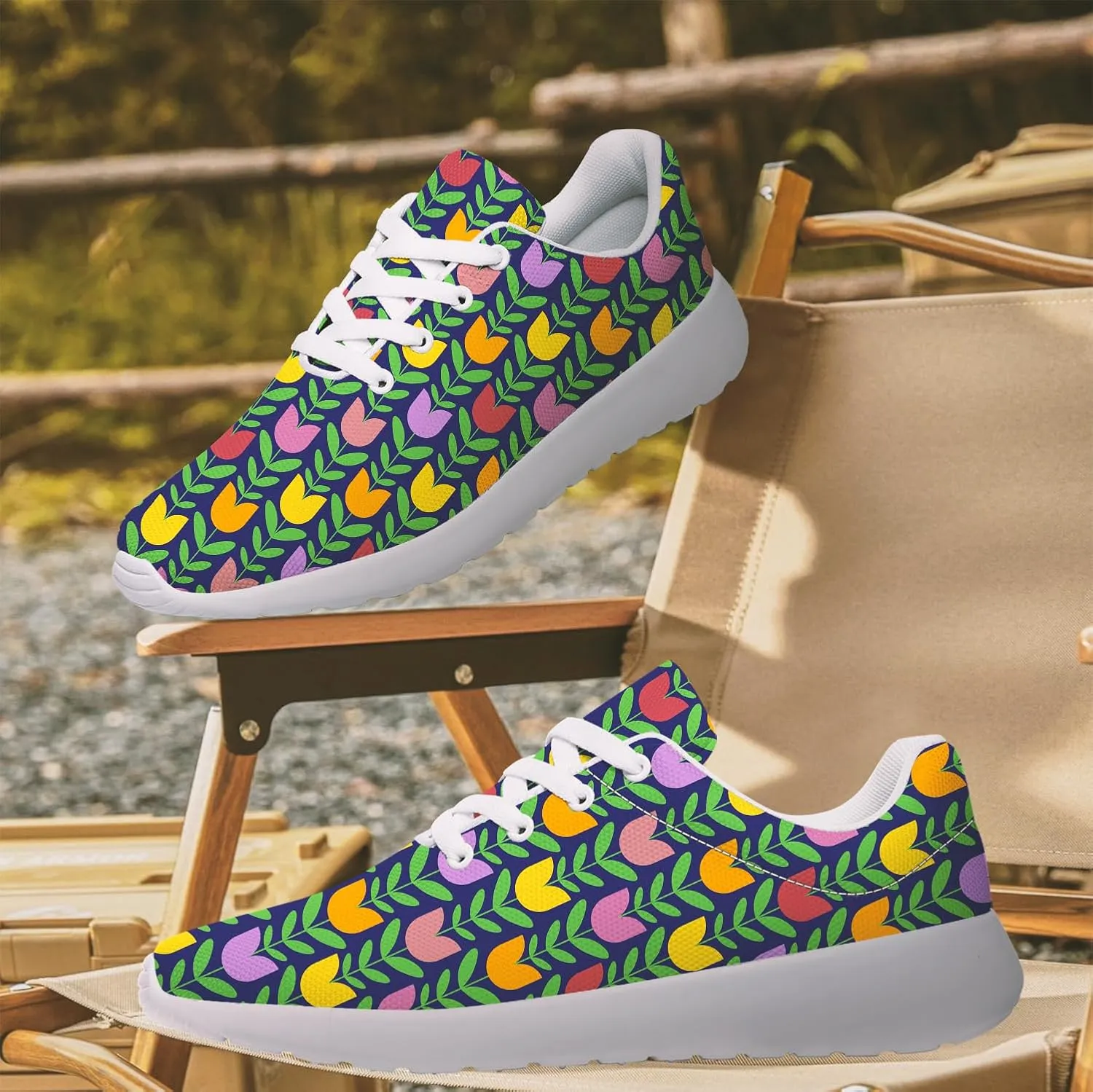 Women's Floral Print Sneakers Tulips Gifts for Women Tennis Shoes