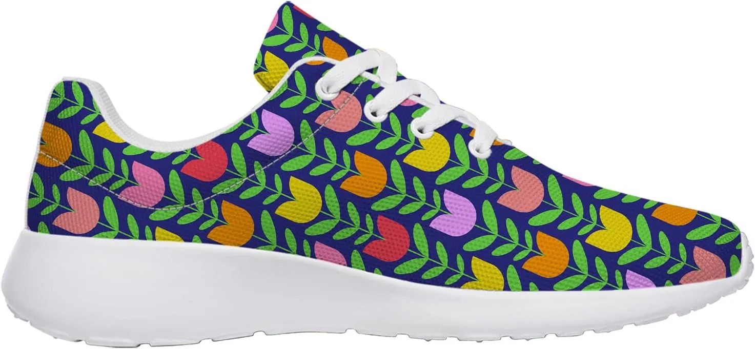 Women's Floral Print Sneakers Tulips Gifts for Women Tennis Shoes
