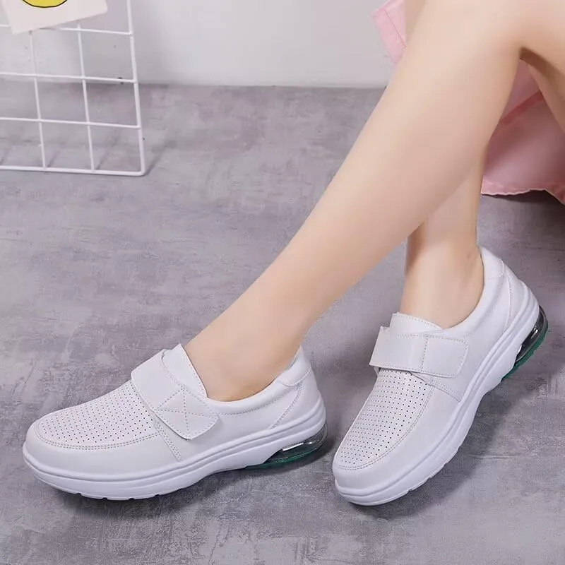 Women's Healthcare Nursing Shoes,Non Slip Lightweight Mesh Soft Sole Work Leather Walking Shoes,Comfortable Restaurant Breathable Loafers Footwear,Business Casual Walking Sneakers Indoor