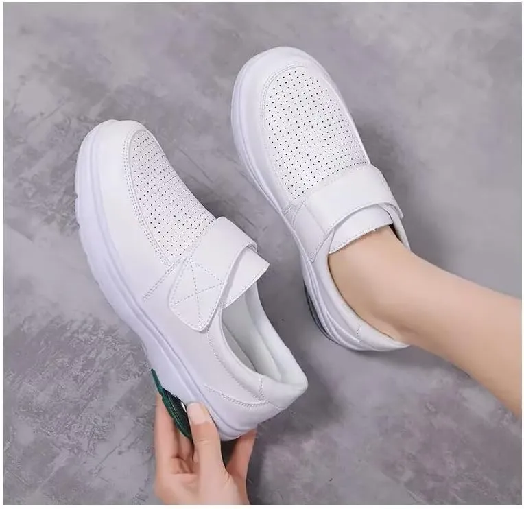 Women's Healthcare Nursing Shoes,Non Slip Lightweight Mesh Soft Sole Work Leather Walking Shoes,Comfortable Restaurant Breathable Loafers Footwear,Business Casual Walking Sneakers Indoor
