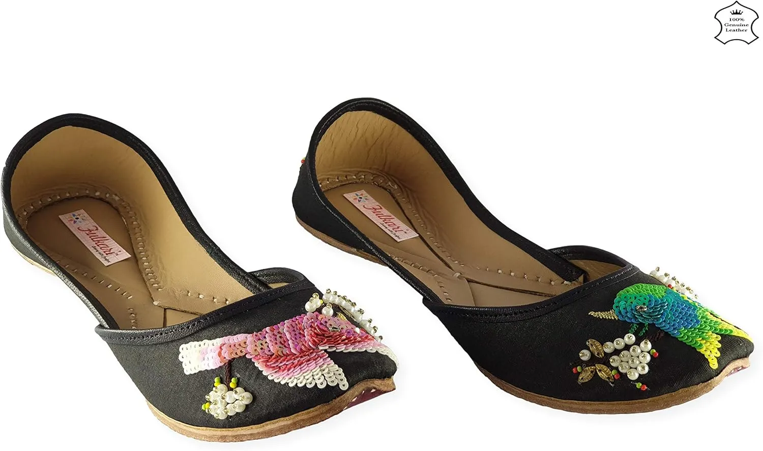 Women's Humming Bird Genuine Soft Leather Juttis | Bite and Pinch Free Jutis | Punjabi Jutti For Ladies | Wedding Flat Stylish Mojari | Bridal Ethnic Flats For Girls |