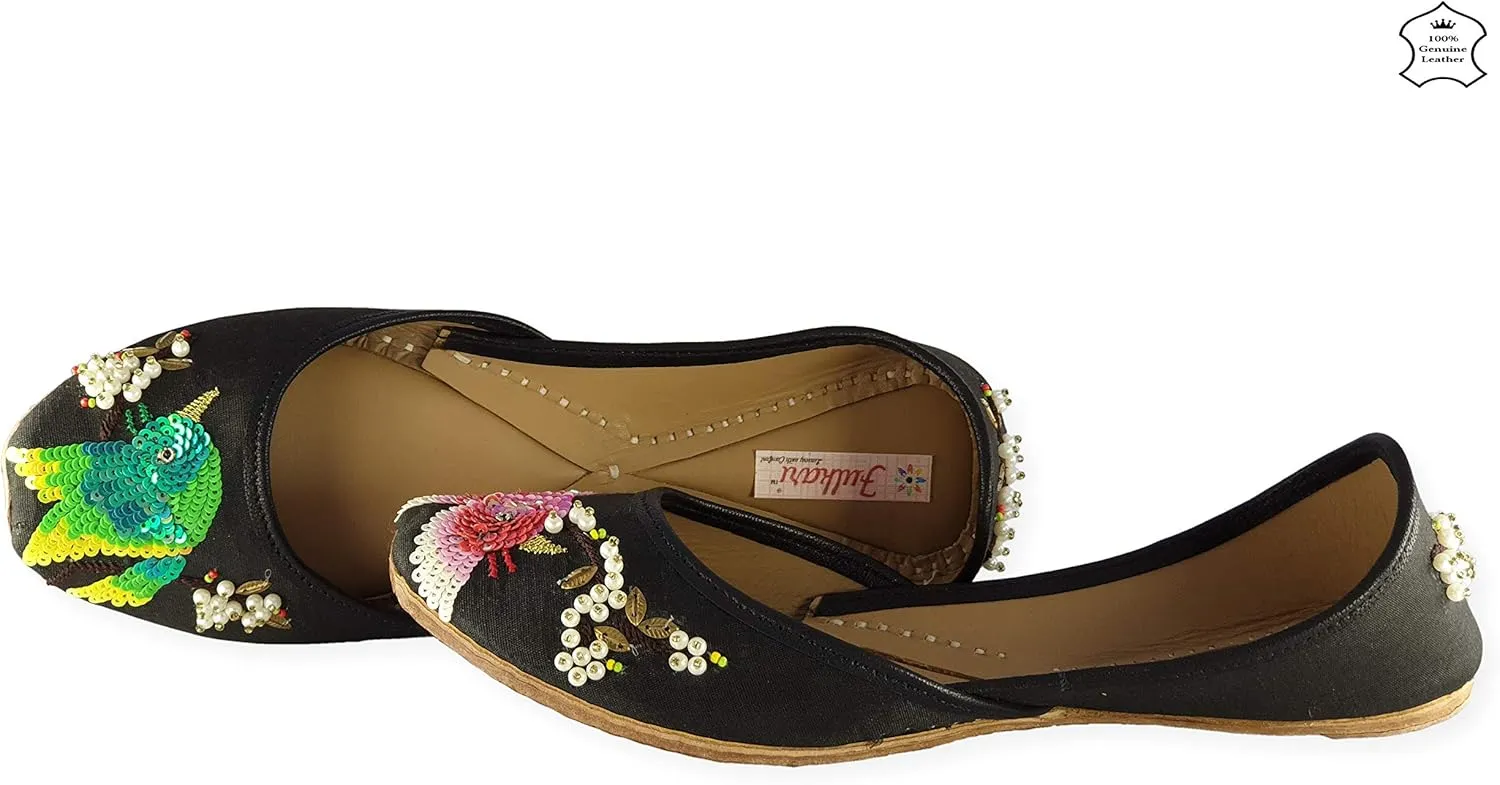 Women's Humming Bird Genuine Soft Leather Juttis | Bite and Pinch Free Jutis | Punjabi Jutti For Ladies | Wedding Flat Stylish Mojari | Bridal Ethnic Flats For Girls |