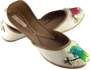 Women's Humming Bird Genuine Soft Leather Juttis | Bite and Pinch Free Jutis | Punjabi Jutti For Ladies | Wedding Flat Stylish Mojari | Bridal Ethnic Flats For Girls |