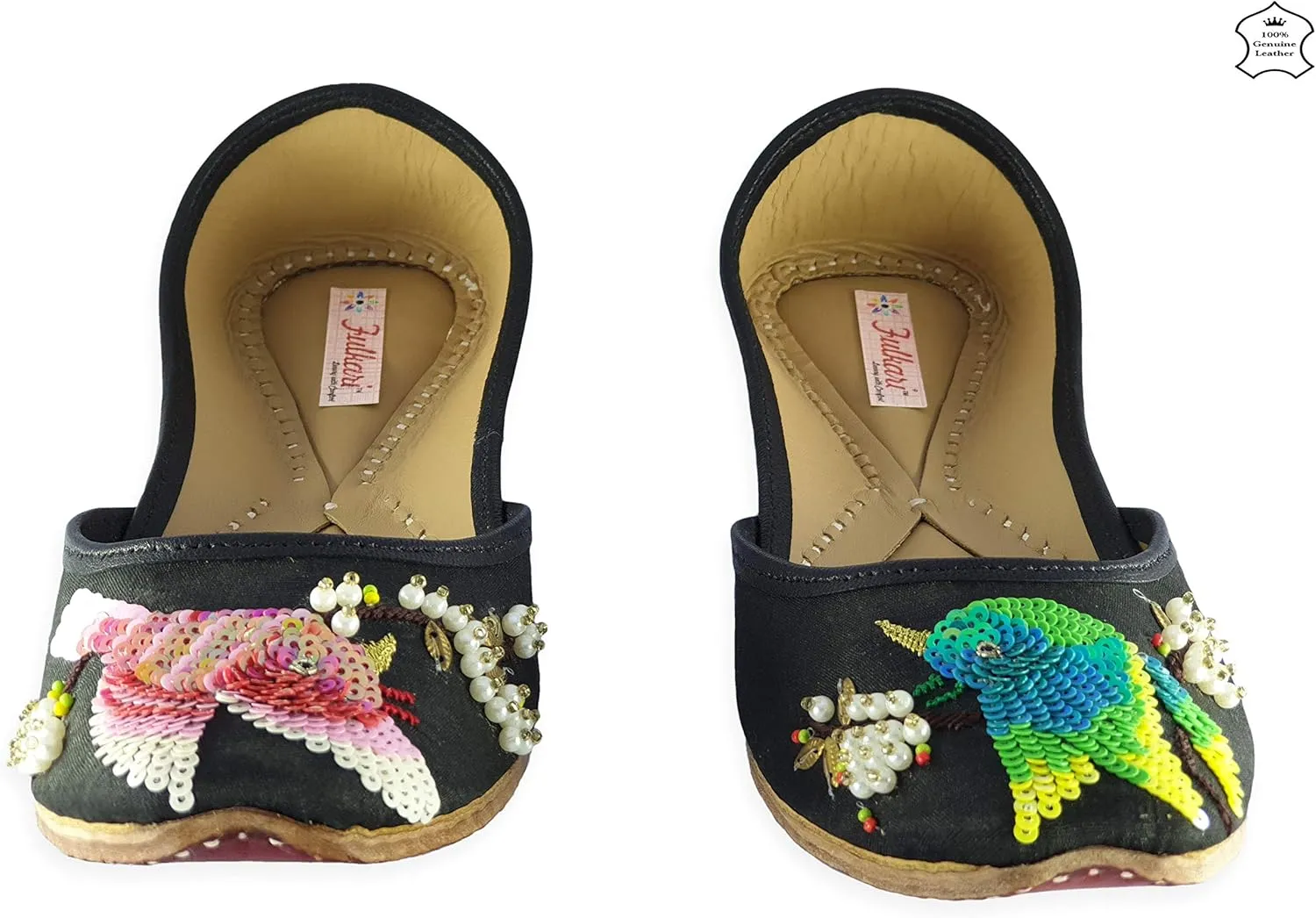 Women's Humming Bird Genuine Soft Leather Juttis | Bite and Pinch Free Jutis | Punjabi Jutti For Ladies | Wedding Flat Stylish Mojari | Bridal Ethnic Flats For Girls |