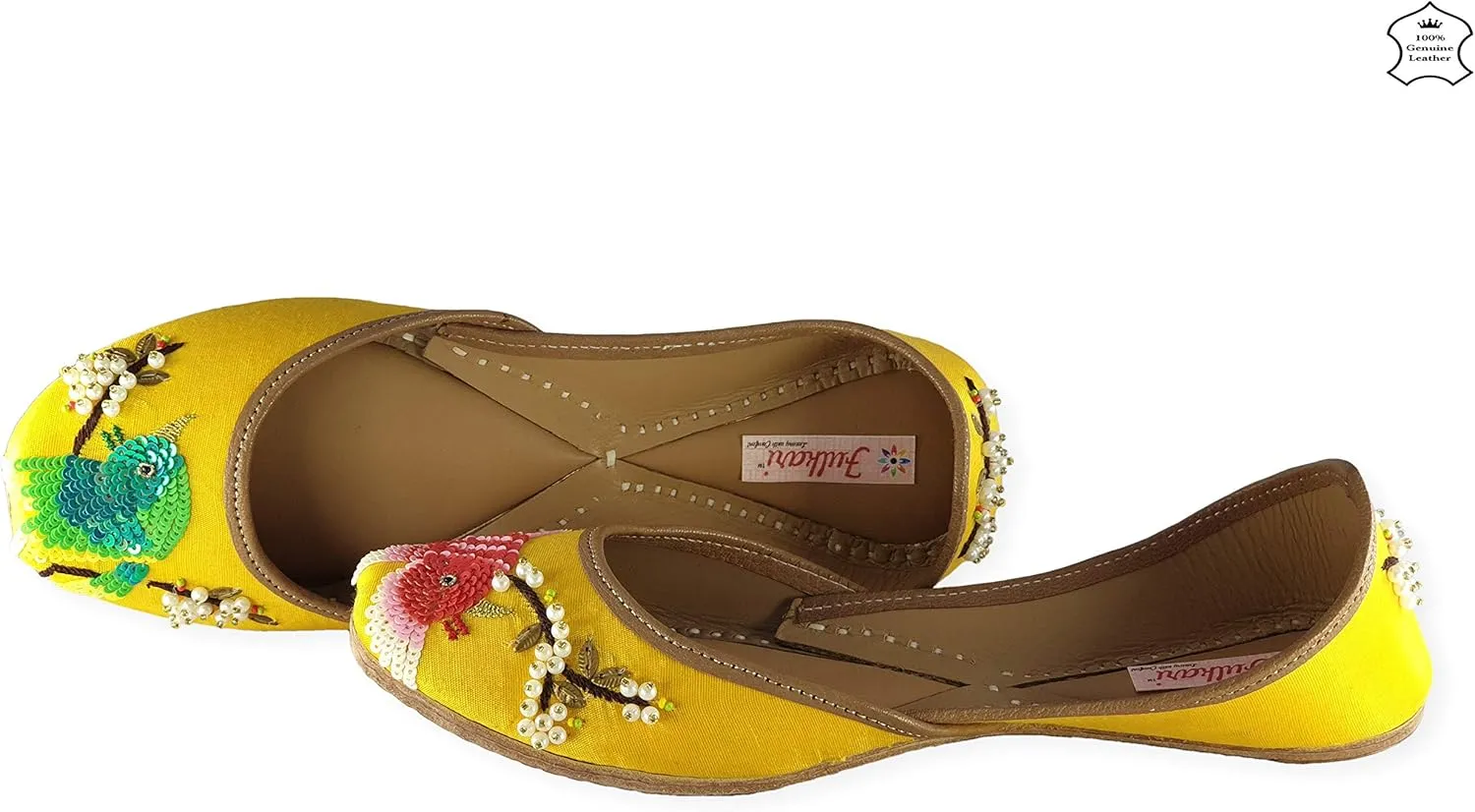 Women's Humming Bird Genuine Soft Leather Juttis | Bite and Pinch Free Jutis | Punjabi Jutti For Ladies | Wedding Flat Stylish Mojari | Bridal Ethnic Flats For Girls |