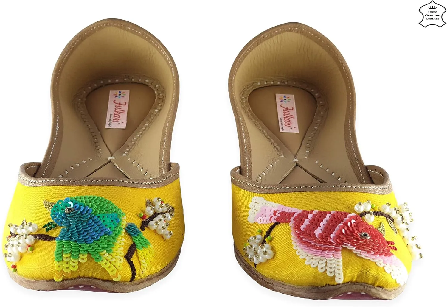 Women's Humming Bird Genuine Soft Leather Juttis | Bite and Pinch Free Jutis | Punjabi Jutti For Ladies | Wedding Flat Stylish Mojari | Bridal Ethnic Flats For Girls |