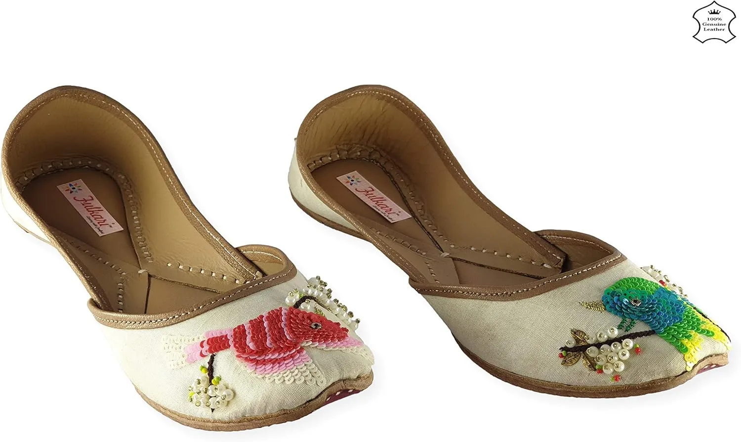 Women's Humming Bird Genuine Soft Leather Juttis | Bite and Pinch Free Jutis | Punjabi Jutti For Ladies | Wedding Flat Stylish Mojari | Bridal Ethnic Flats For Girls |