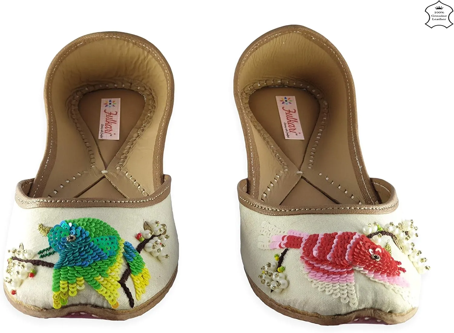 Women's Humming Bird Genuine Soft Leather Juttis | Bite and Pinch Free Jutis | Punjabi Jutti For Ladies | Wedding Flat Stylish Mojari | Bridal Ethnic Flats For Girls |