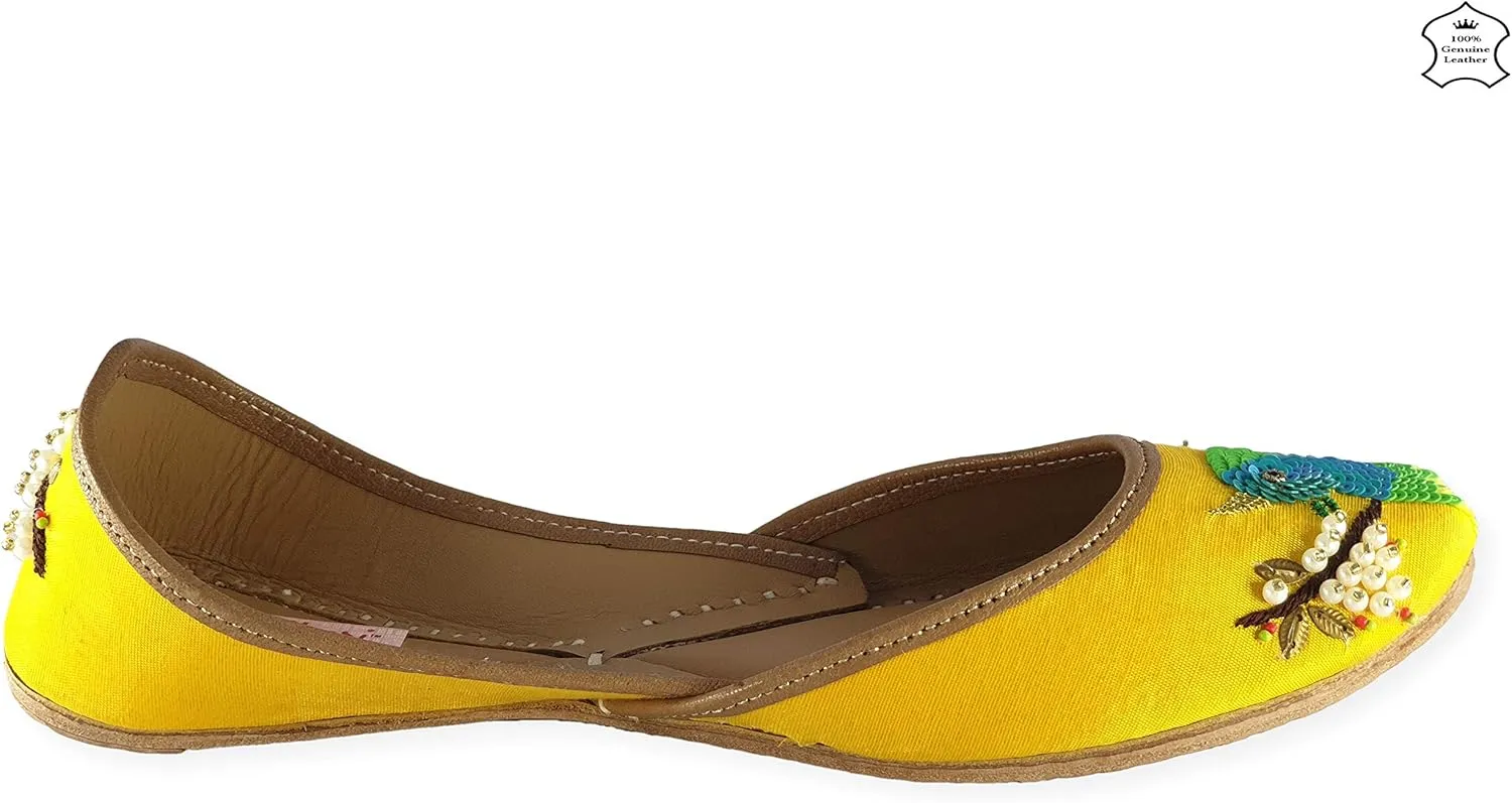 Women's Humming Bird Genuine Soft Leather Juttis | Bite and Pinch Free Jutis | Punjabi Jutti For Ladies | Wedding Flat Stylish Mojari | Bridal Ethnic Flats For Girls |