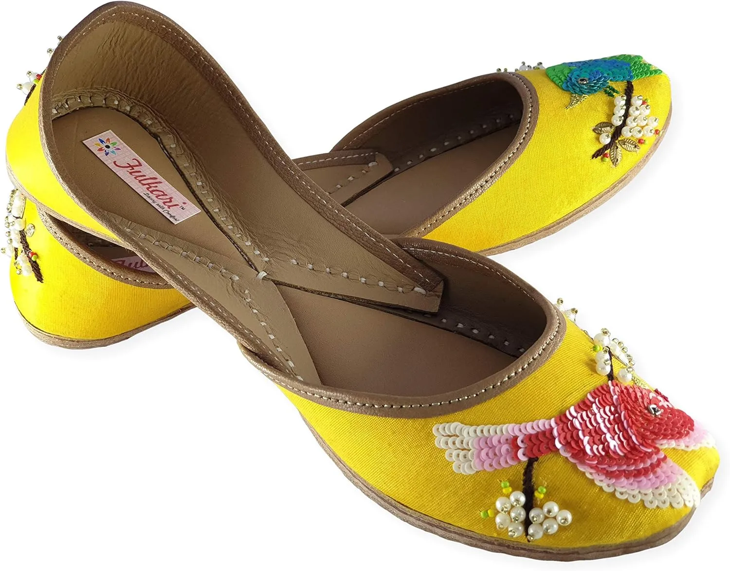 Women's Humming Bird Genuine Soft Leather Juttis | Bite and Pinch Free Jutis | Punjabi Jutti For Ladies | Wedding Flat Stylish Mojari | Bridal Ethnic Flats For Girls |
