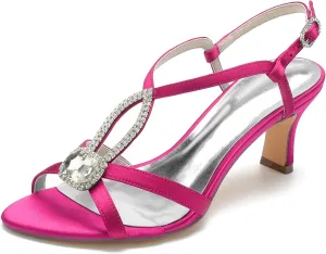 Women's Low Heels Bridal Wedding Sandals Heels Open Toe Ankle Strap Bridal Rhinestone Dress Women Shoes 6.5Cm