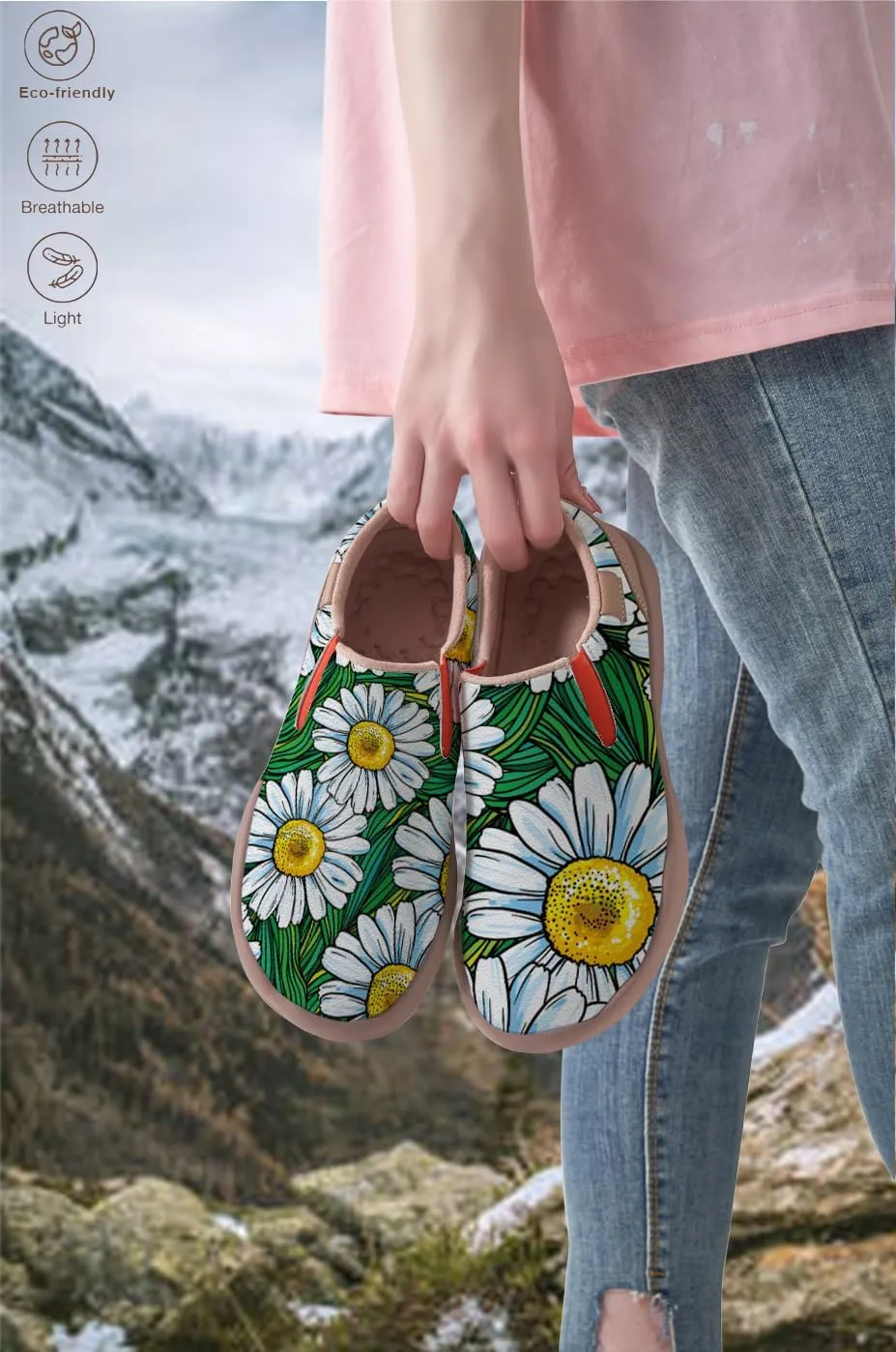 Women's Painted Loafers Slip-On Walking Travel Shoes Ladies Floral Art Sneakers