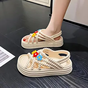 Women's Rope Sandals Summer Womens Comfort Sandals,Beach Sandals Women