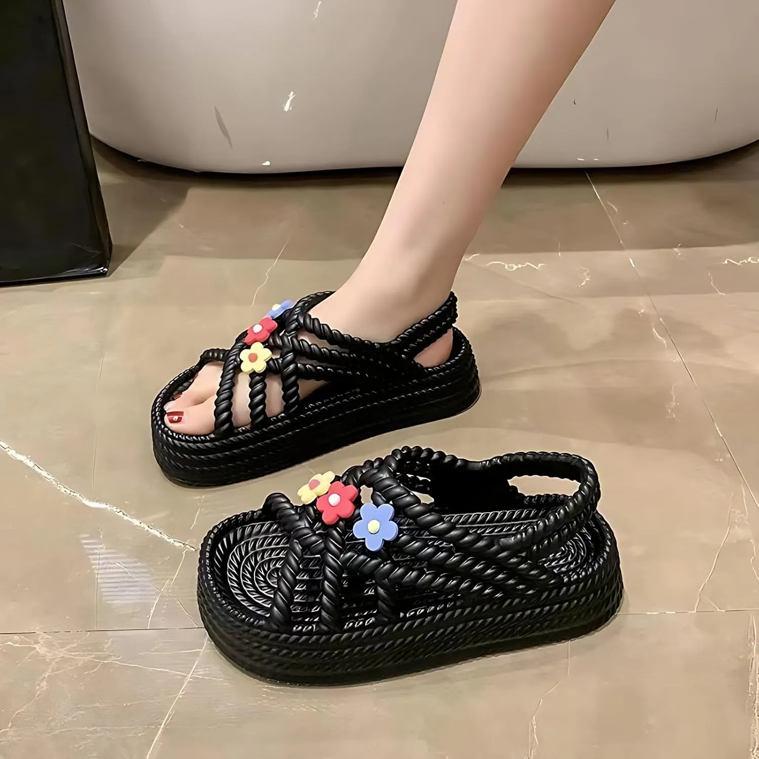 Women's Rope Sandals Summer Womens Comfort Sandals,Beach Sandals Women