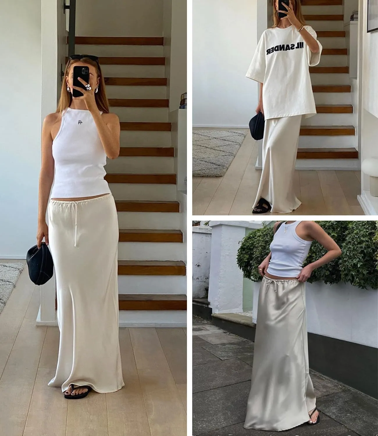 Womens Satin Silk Maxi Skirts Drawstring Flared Casual A-Line Long Skirt for Women