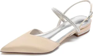 Womens Slingback Flats Shoes for Wedding Bride Comfortable Bridal Shoes,Champagne,11