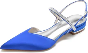 Womens Slingback Flats Shoes for Wedding Bride Comfortable Bridal Shoes,Royal Blue,7