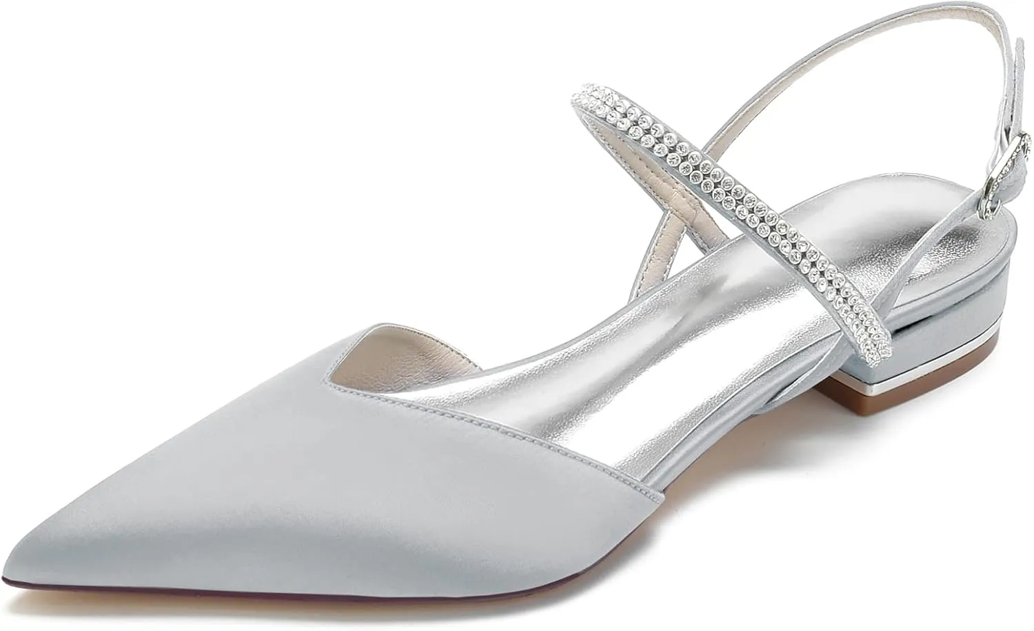 Womens Slingback Flats Shoes for Wedding Bride Comfortable Bridal Shoes,Silver,6
