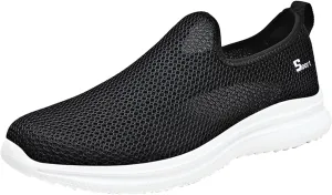 Womens Slip on Walking Shoes Comfort Lightweight Non Slip Work Shoes Women Mesh Breathable Men Shoes Casual Waterproof Sneakers Black Tennis Shoe Trainers Shoe
