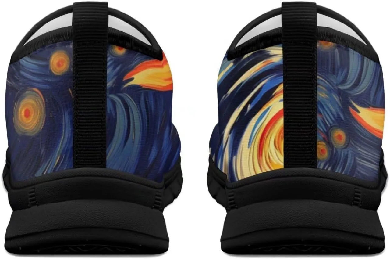 Womens Slip On Walking Shoes Ladies Art Print Tennis Shoes Wide