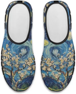 Womens Slip On Walking Shoes Ladies Art Print Tennis Shoes Wide