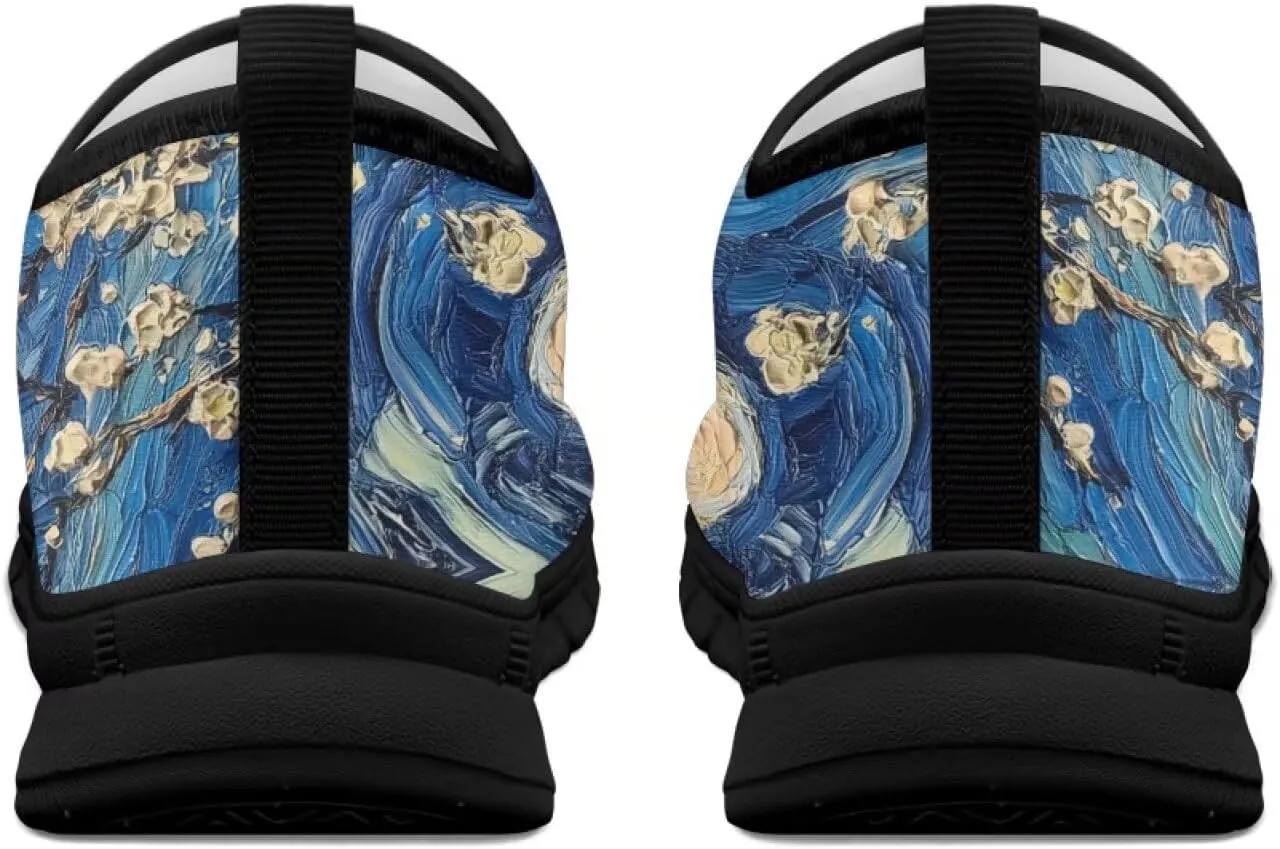 Womens Slip On Walking Shoes Ladies Art Print Tennis Shoes Wide