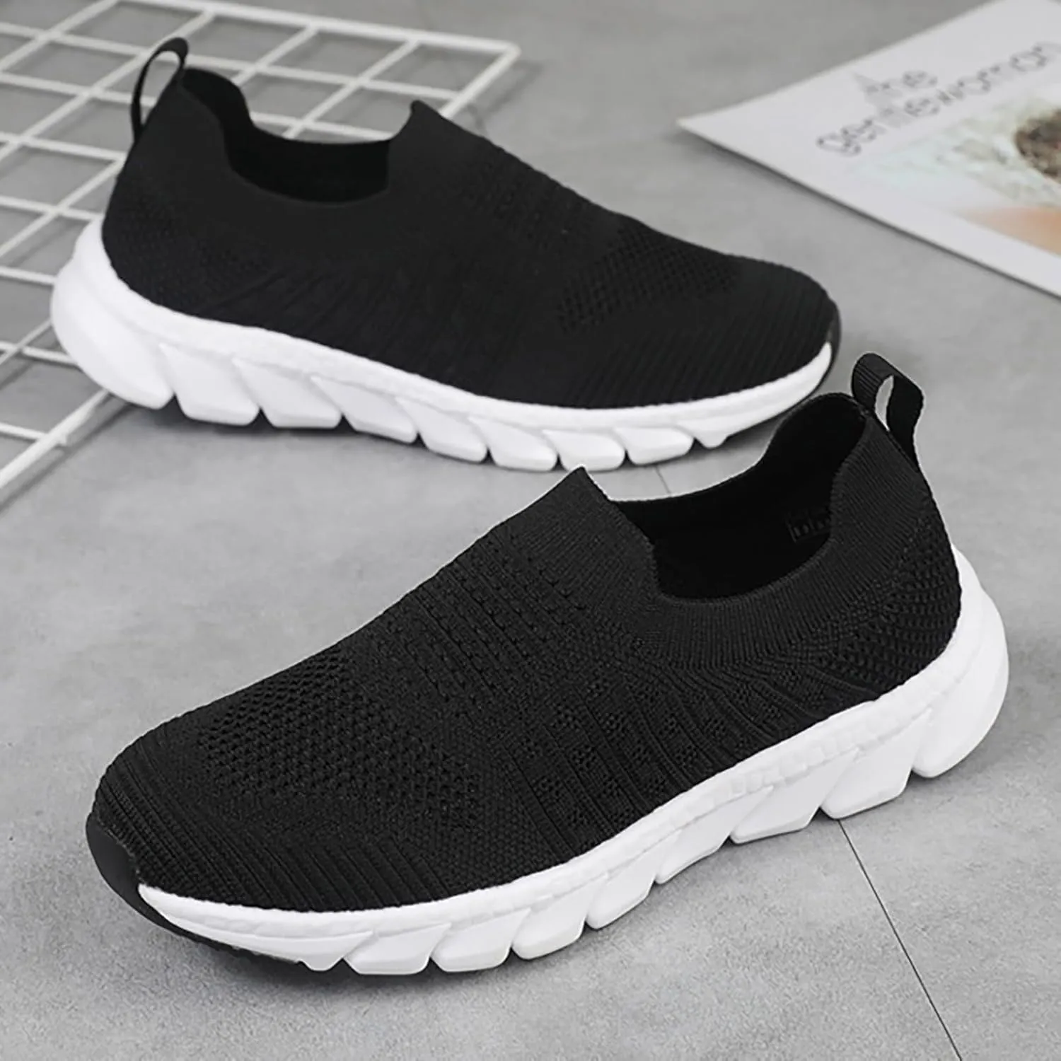 Womens Slip On Walking Shoes Non Slip Running Shoes Womens Running Shoes Arch Support Black Casual Shoes Men Shoes Sneakers Brown Tennis Shoe Trainers Shoe