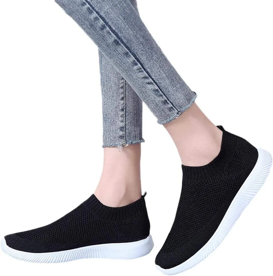 Women's Slip On Walking Shoes Running Comfortable Non Slip Work Shoes Women High Top Casual Tennis Shoes Slip On Sneakers White Tennis Shoe White Loafers